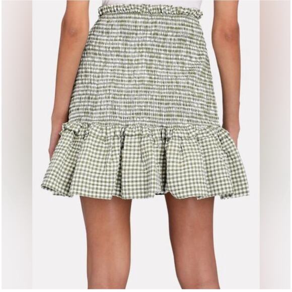 Veronica Beard Jeans Aloya Smocked Gingham Mini Skirt - Picture 2 of 5